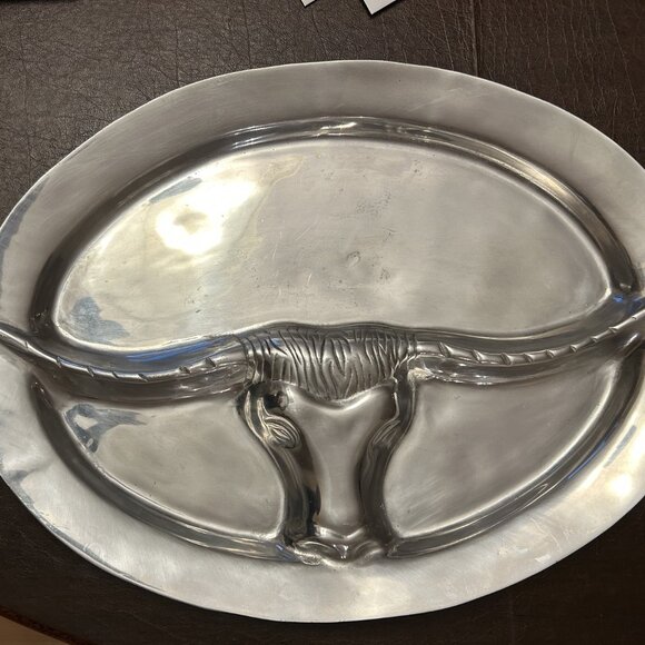 Texas Longhorn Pewter Platter - 12 x 17 - Used One Time - Picture 6 of 6